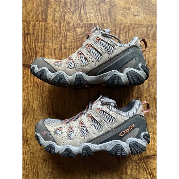 Oboz Sawtooth II Low Women’s Sz 9 Gray Mesh/brown Leather Hiking Shoes Boots - Picture 2 of 12